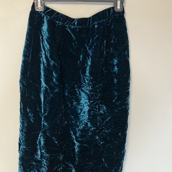 Eileen Fisher Vintage Blue Teal Velvet Wrap Skirt - Picture 5 of 10